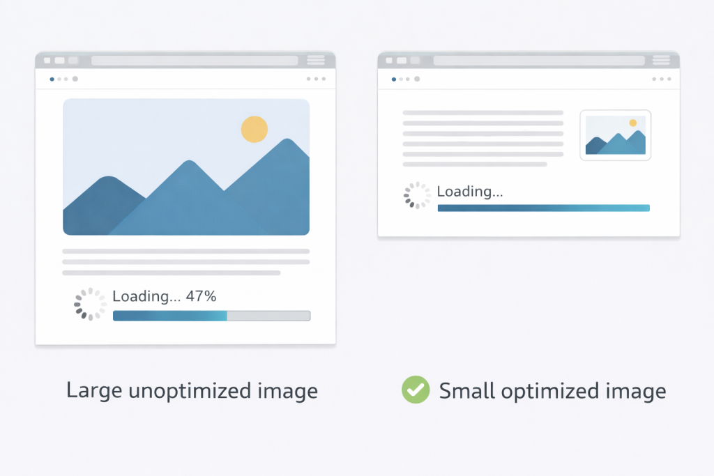 Optimized image loads faster than large image