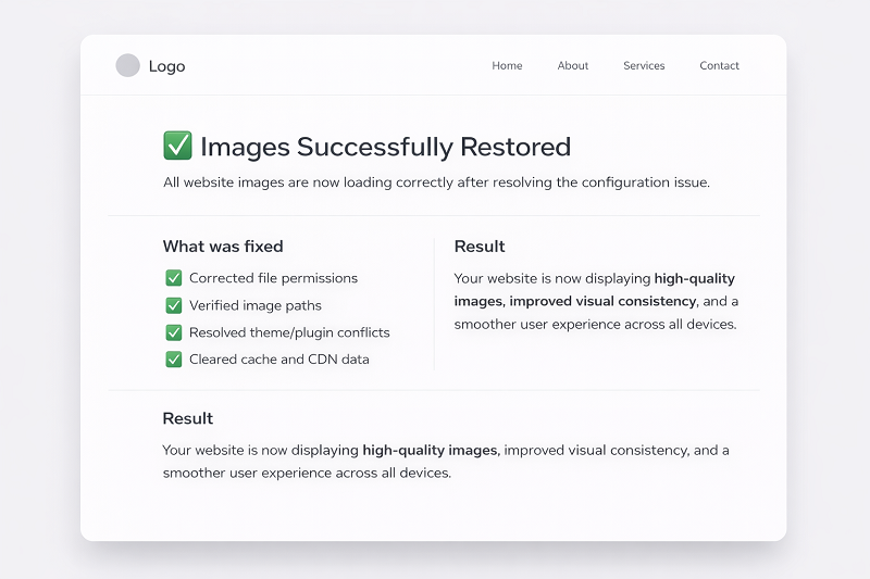 Website images loading successfully after issue Resolved