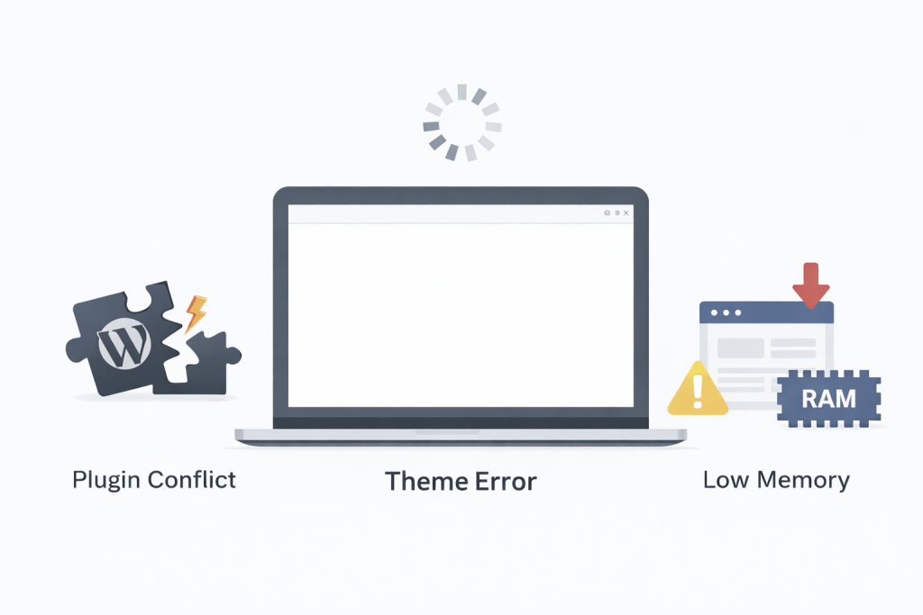 Common causes of WordPress white screen erro