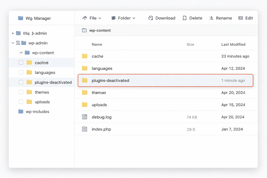 Disabling WordPress plugins to fix white screen error
