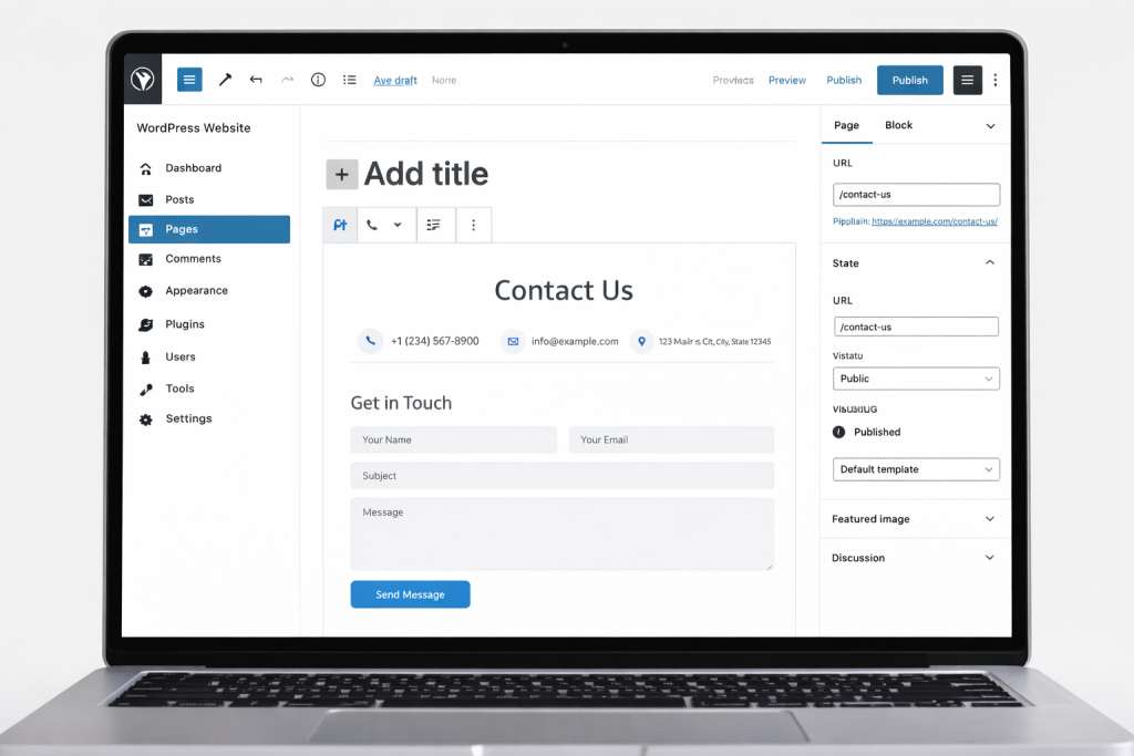 Creating contact page using WordPress block editor