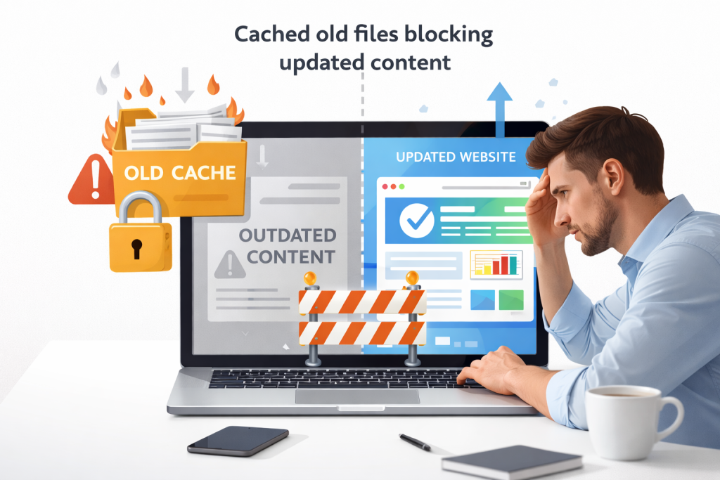 Old browser cache causing website display issues