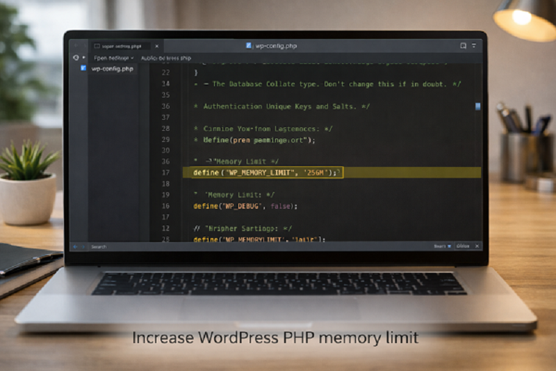 increase-wordpress-php-memory-limit-wp-config-highlighted-code-editor