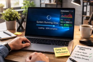 Laptop running slow on Windows showing loading screen