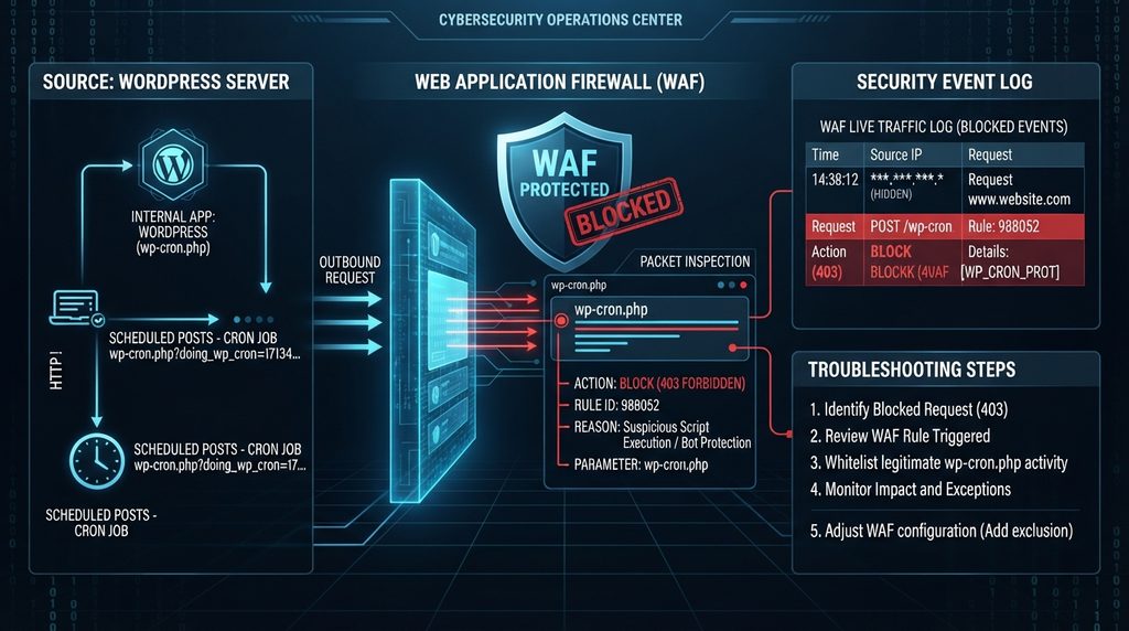 WordPress wp-cron request blocked by a firewall or WAF